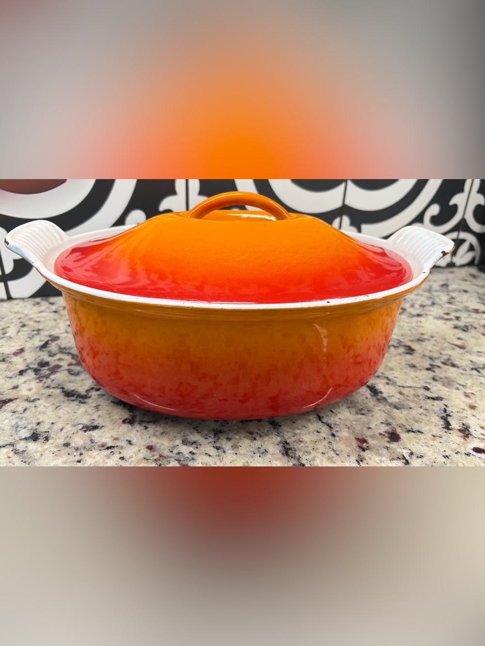 Vintage circa 1960’s Le Creuset Gradient Orange to Red Dutch oven